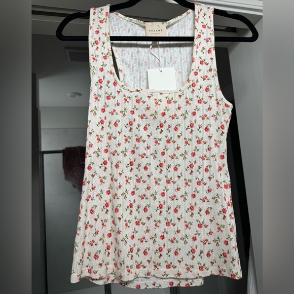 Sezane Juan Top Pointelle Mady Print - Size M - Picture 2 of 4